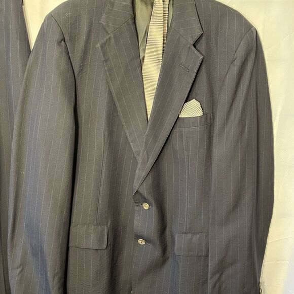 Brooks Brothers Wool Black Pinstripe 2 Button Sport Coat Blazer - Picture 2 of 16